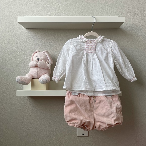 Paz Rodriguez Smocked Blouse Velvet Shorts - Picture 10 of 10